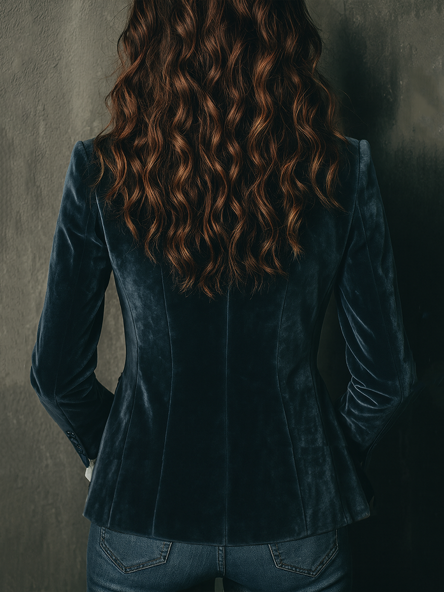 Embroidered Velvet Blazer
