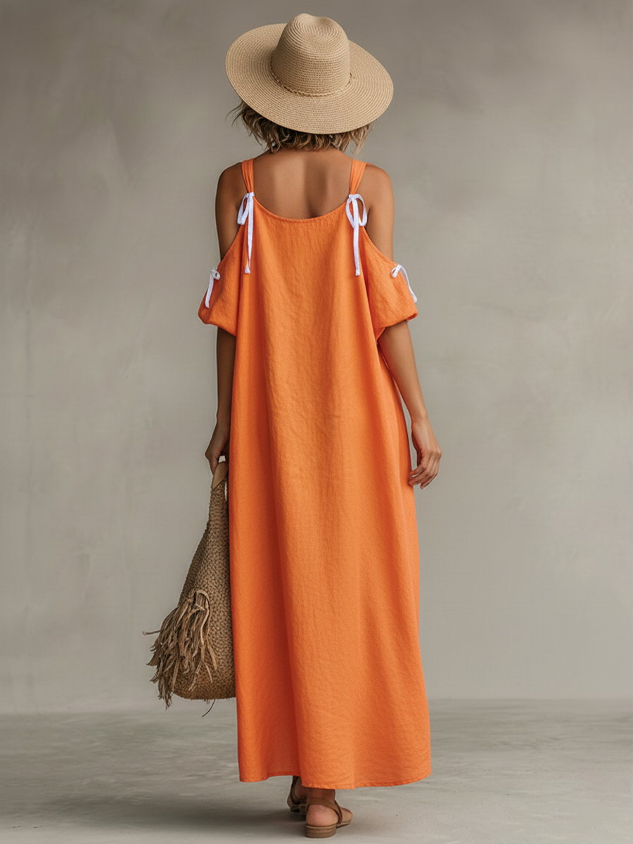 Tangerine Linen Dress