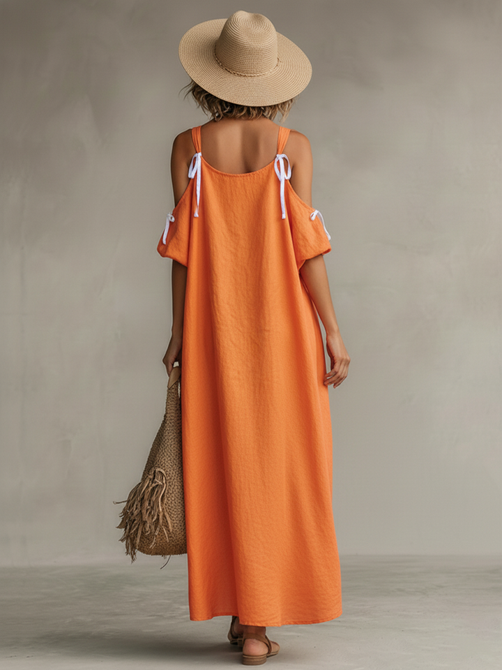Tangerine Linen Dress
