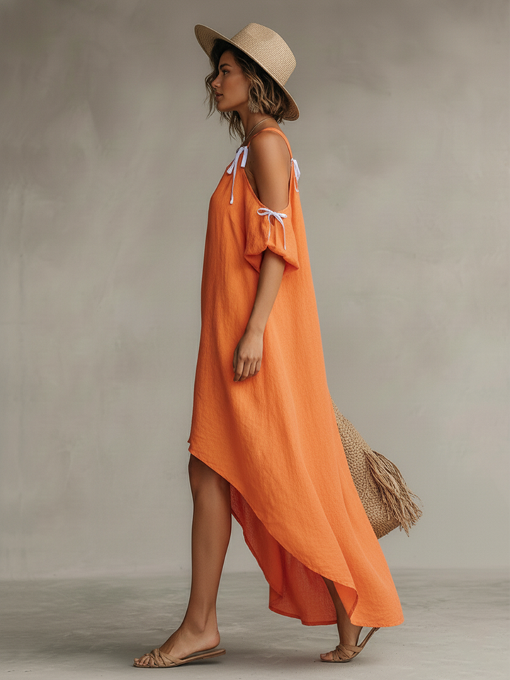Tangerine Linen Dress