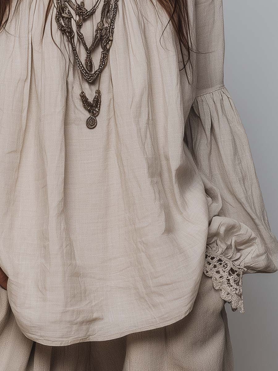 Lace Pleated Blouse