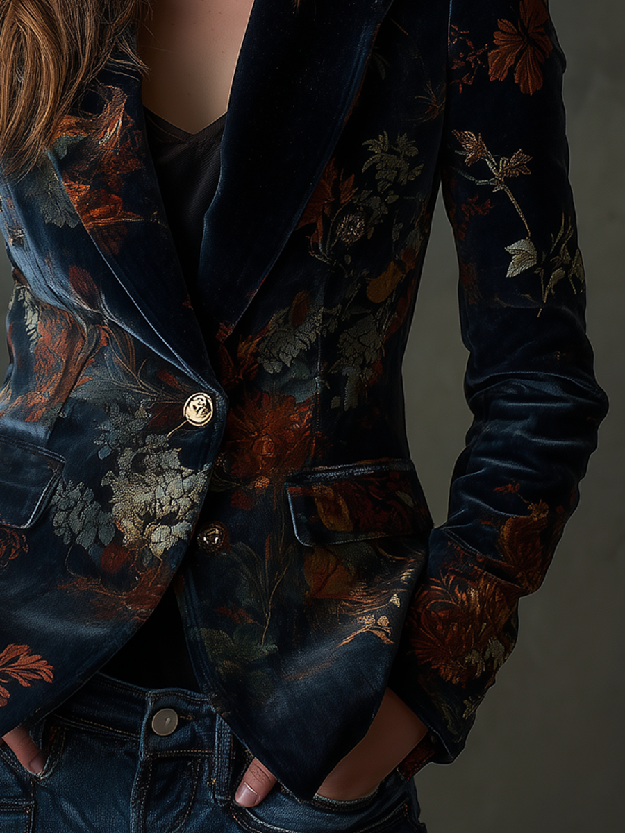 Floral Velvet Blazer