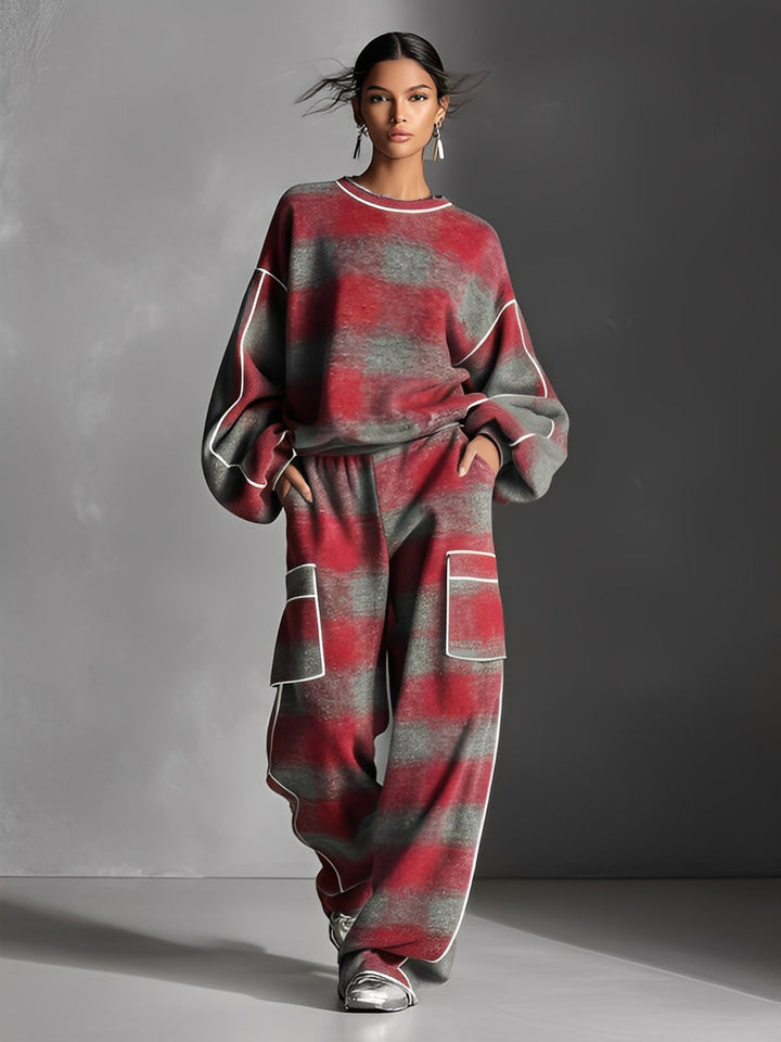 Plaid Piping Pantsuit