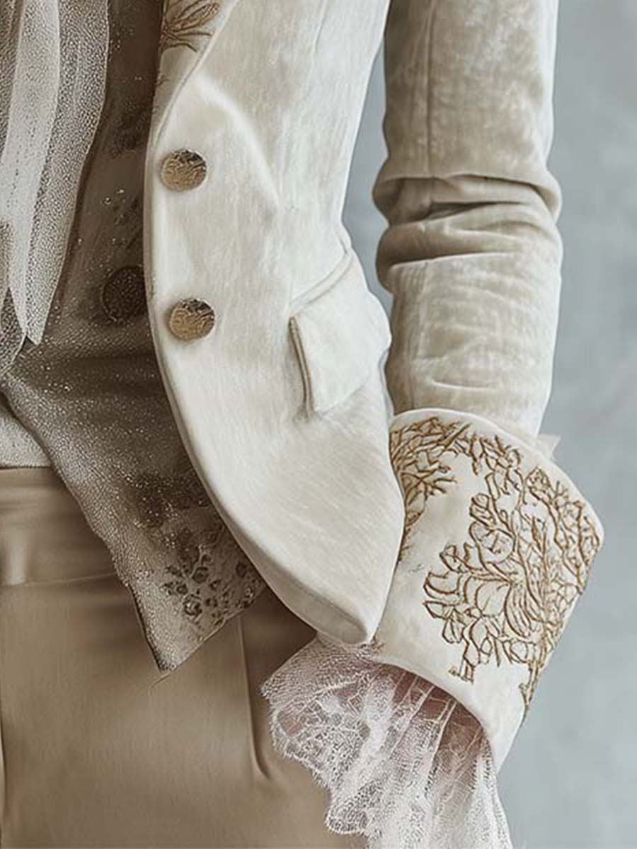 Ivory Velvet Blazer