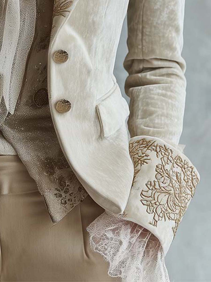 Ivory Velvet Blazer