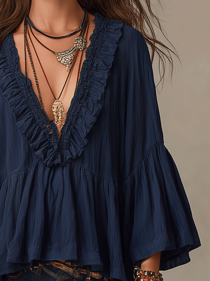 Ruffle Blouse Blue