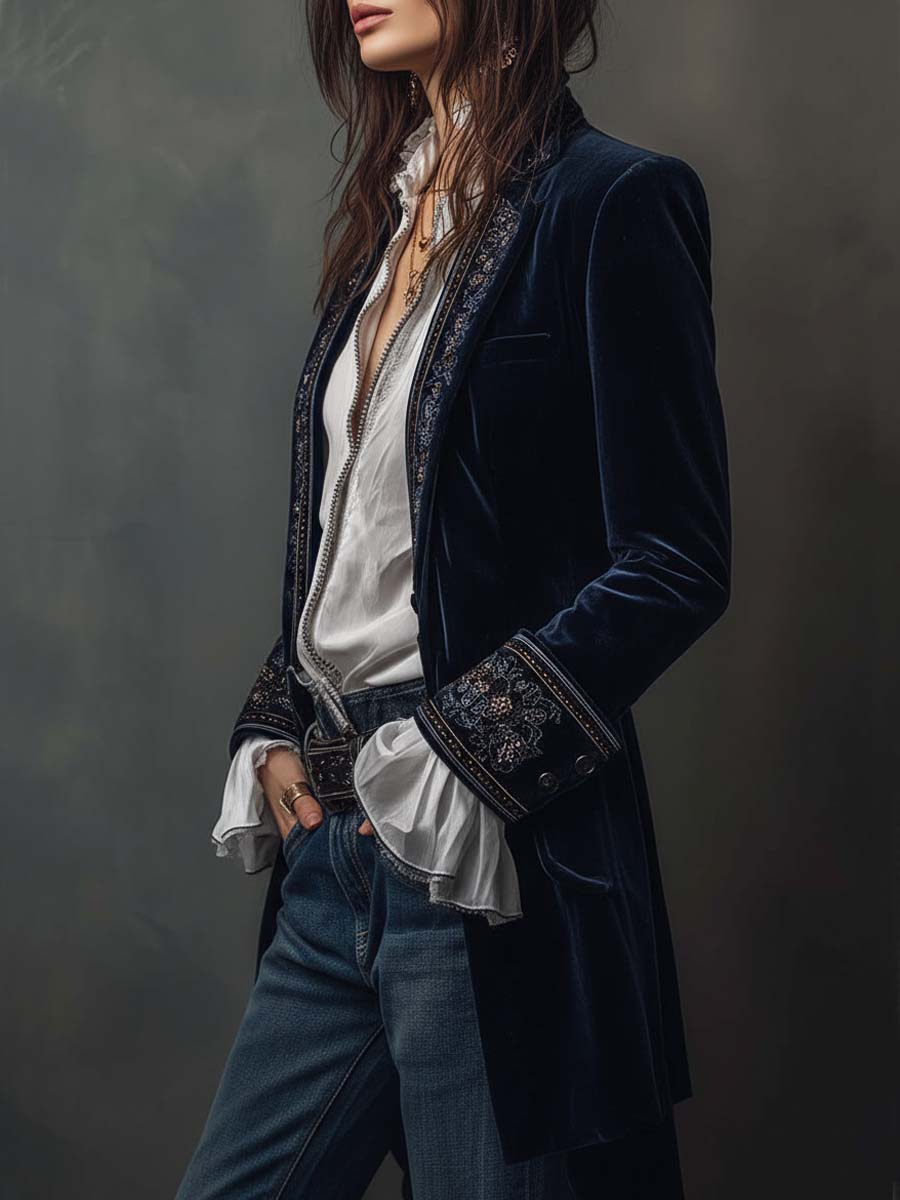 Navy Velvet Jacket