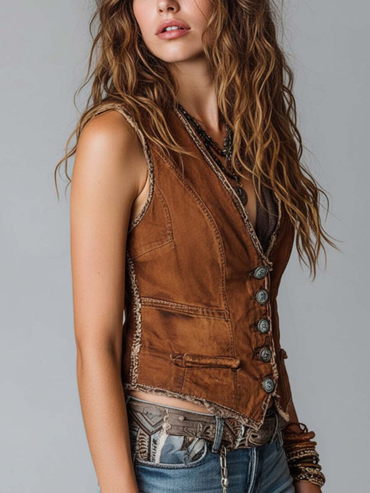 Caramel Denim Vest