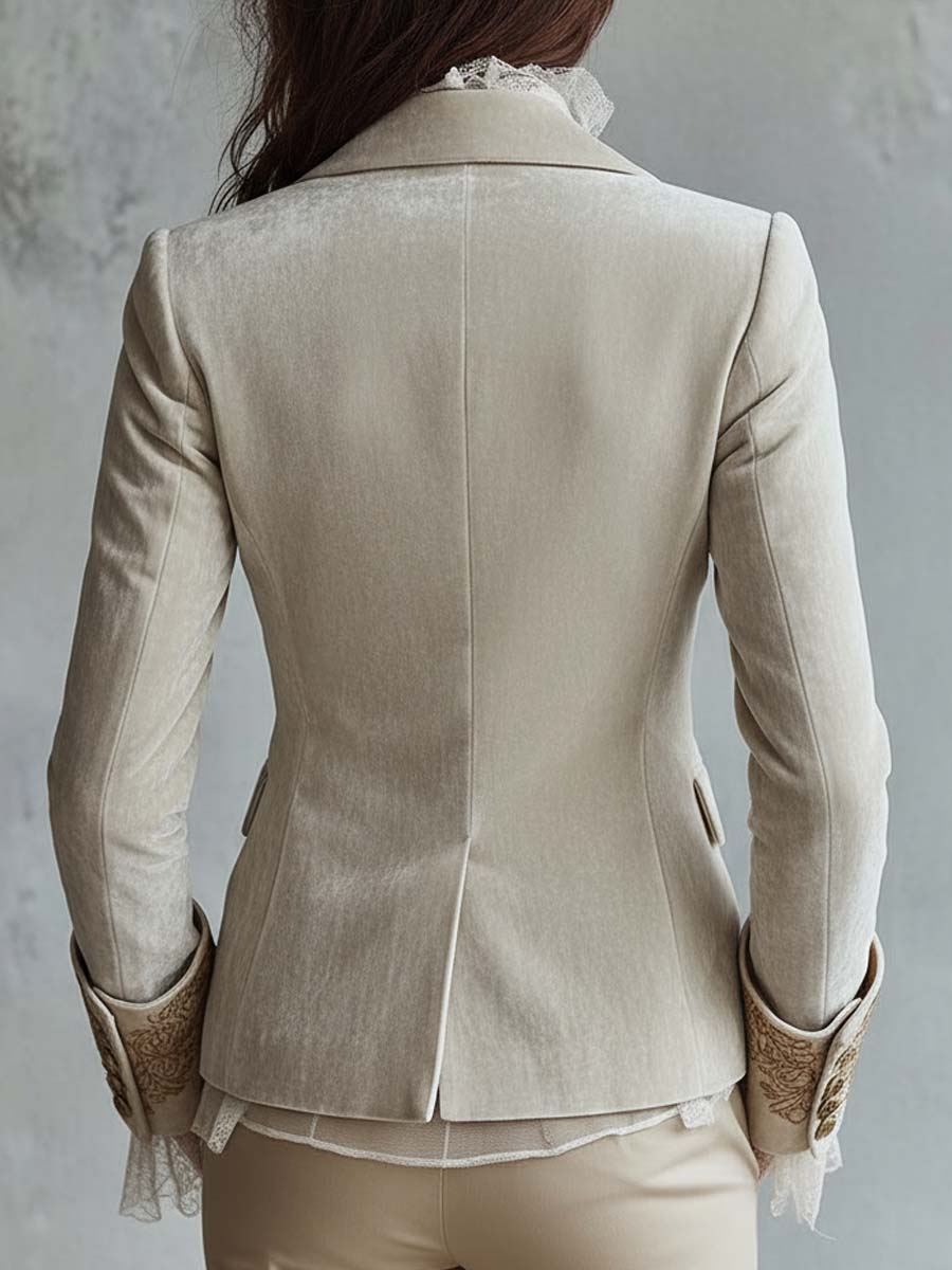 Ivory Velvet Blazer
