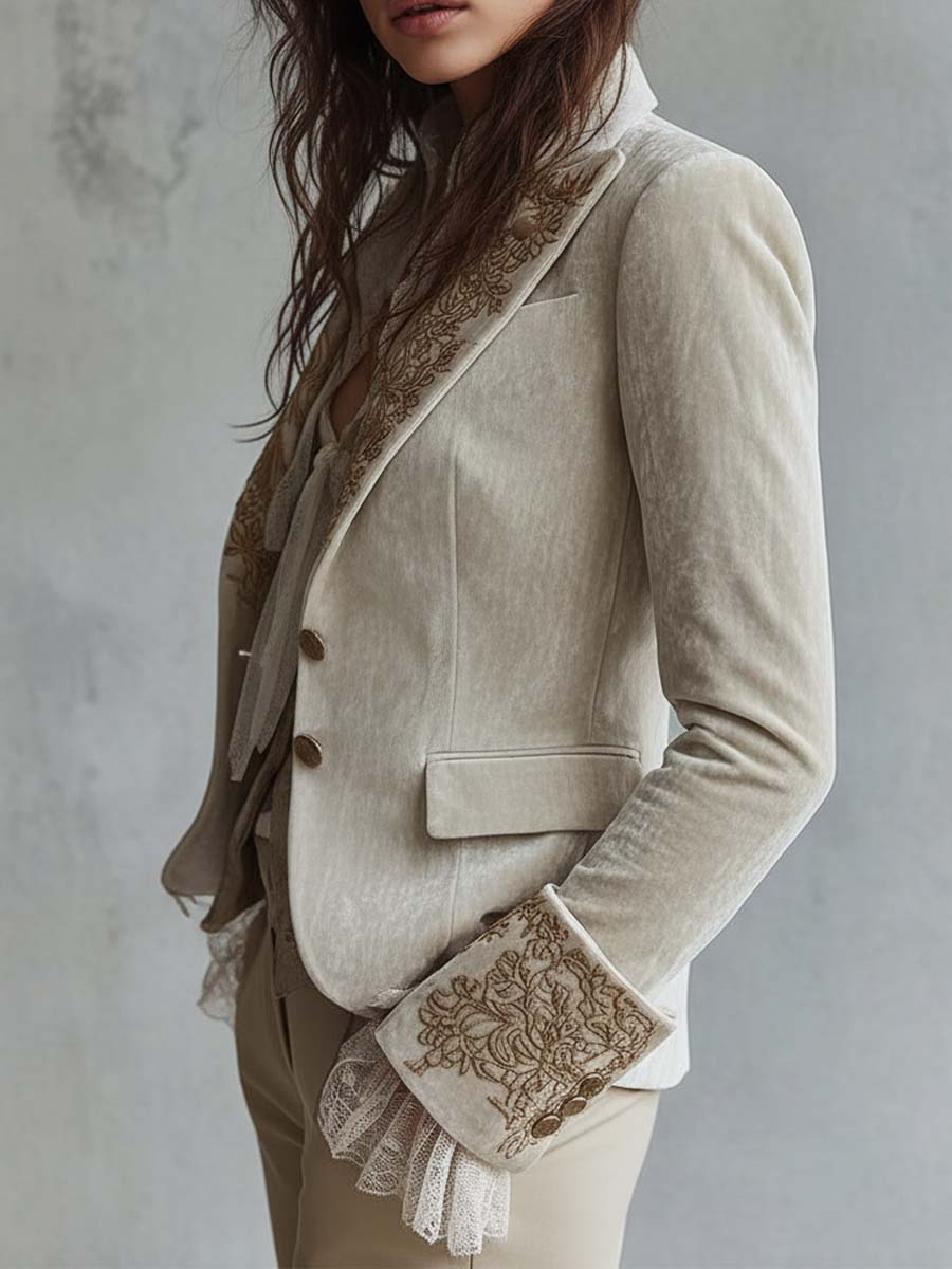 Ivory Velvet Blazer
