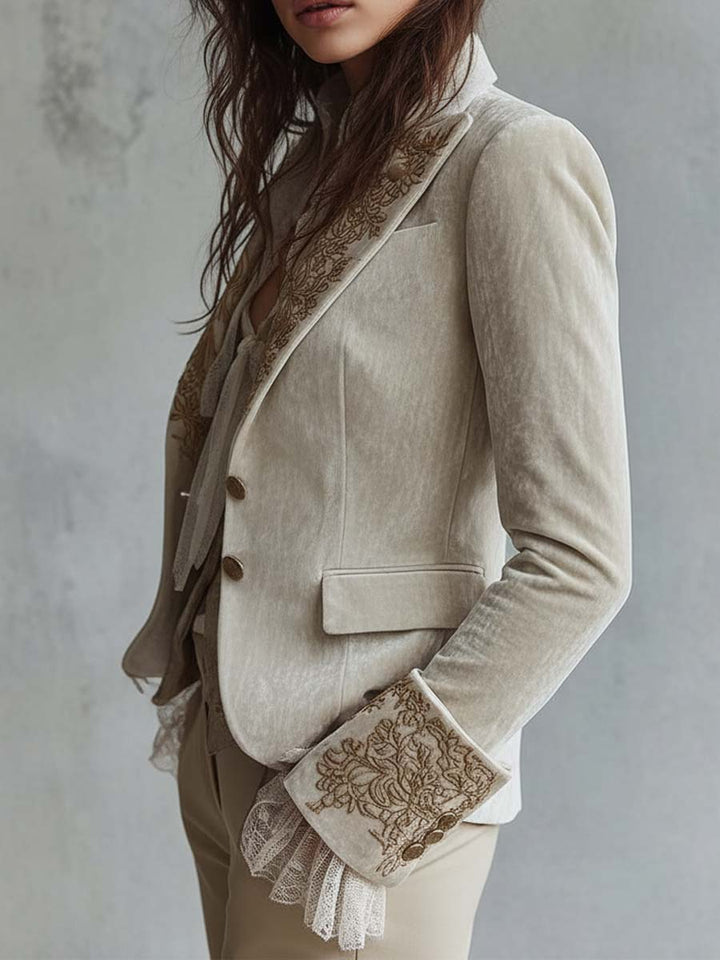 Ivory Velvet Blazer