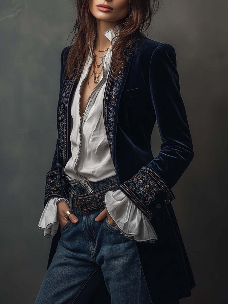 Navy Velvet Jacket