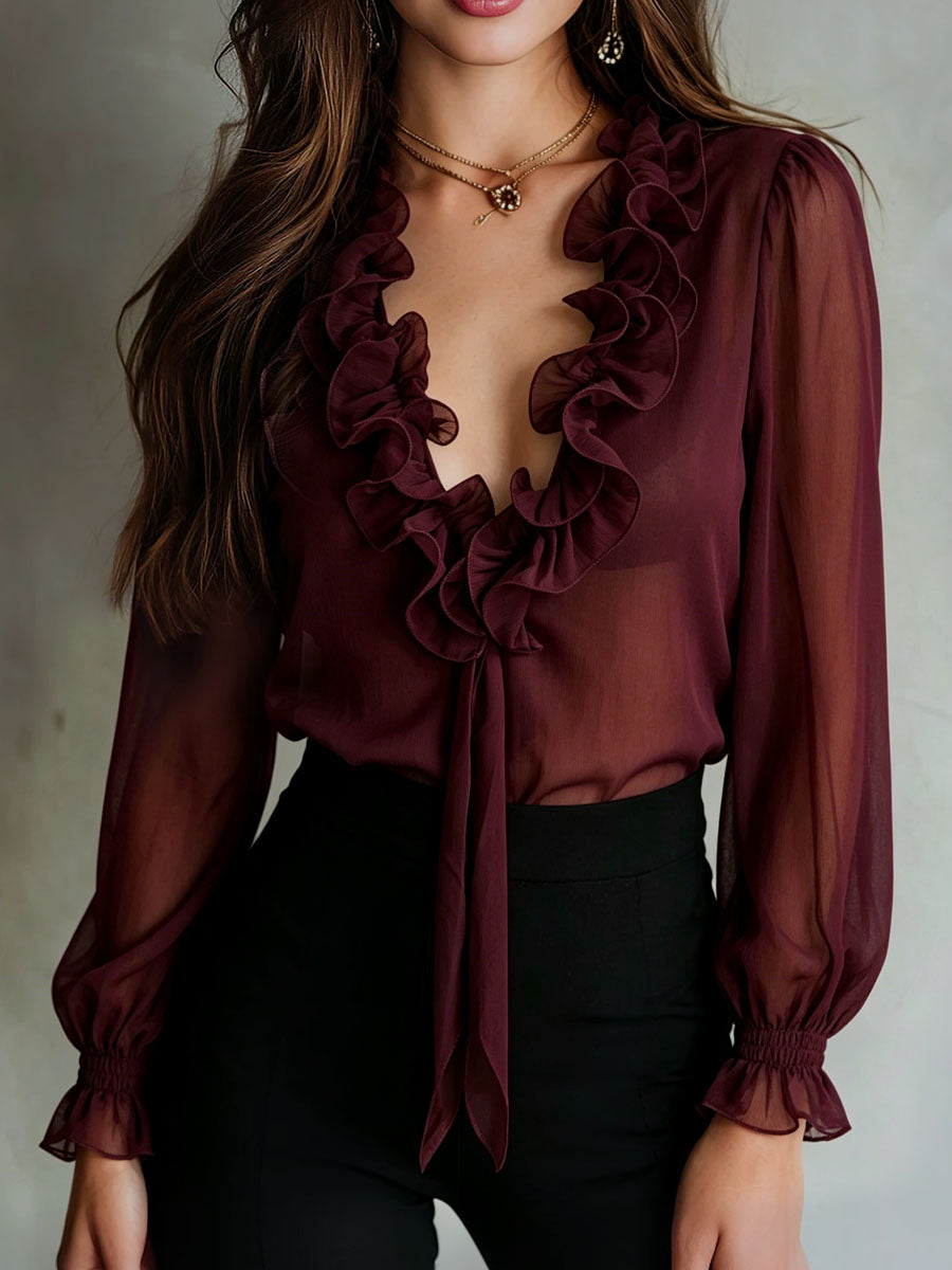 Plum Chiffon Blouse