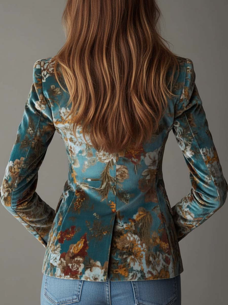 Teal Floral Blazer