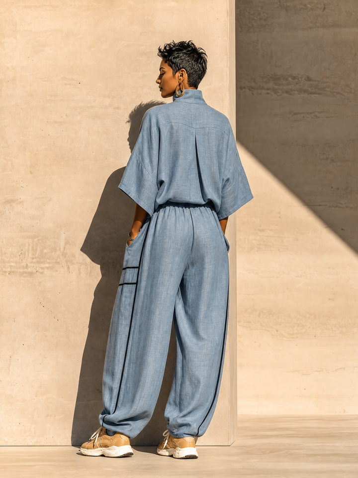 Linen Turtleneck Set