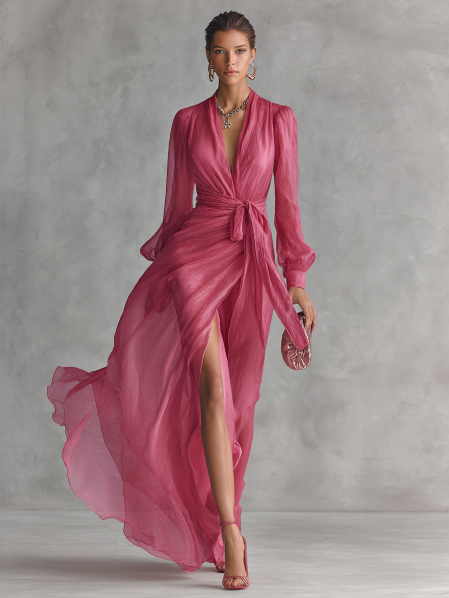 Rose Pink Chiffon Dress