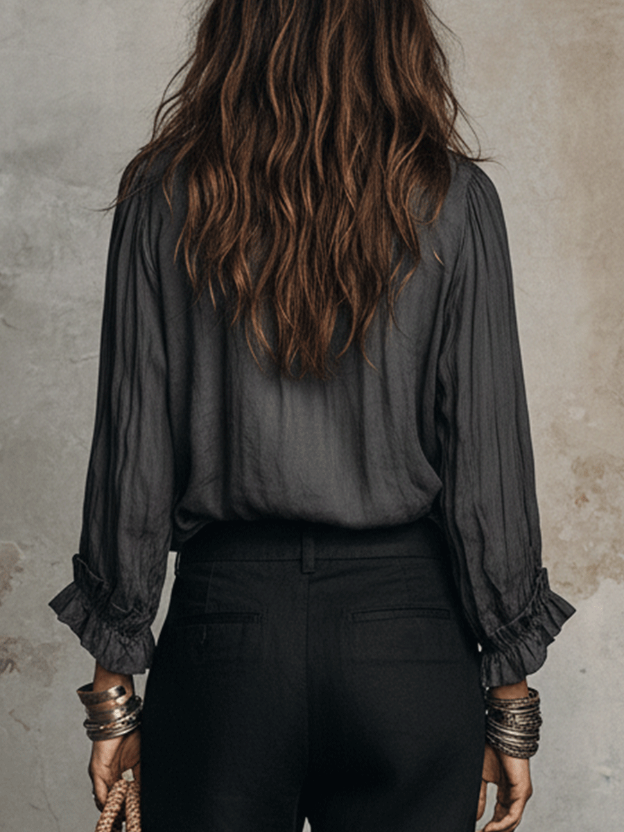 Ruffle V-Neck Blouse