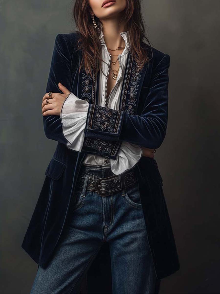Navy Velvet Jacket