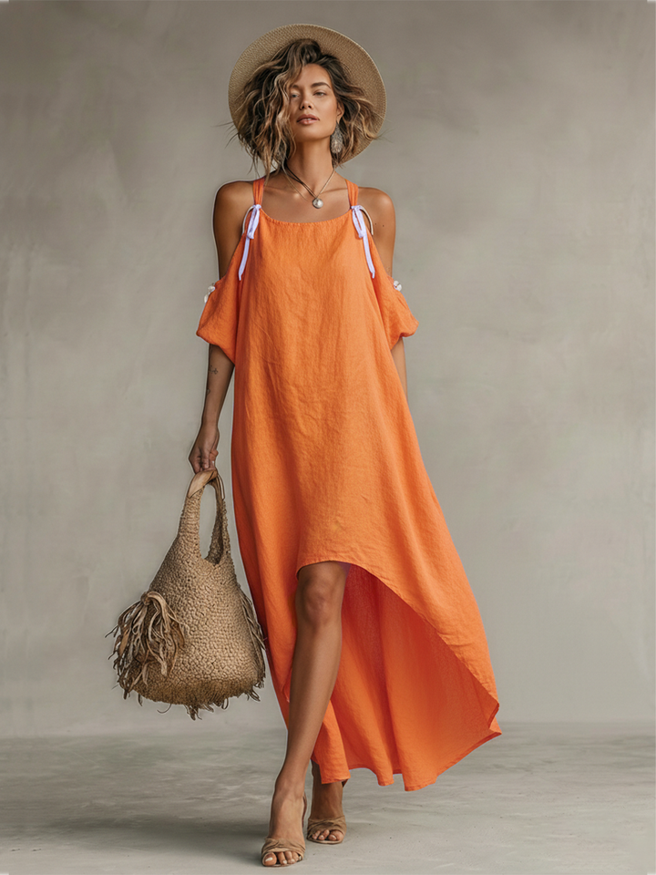 Tangerine Linen Dress