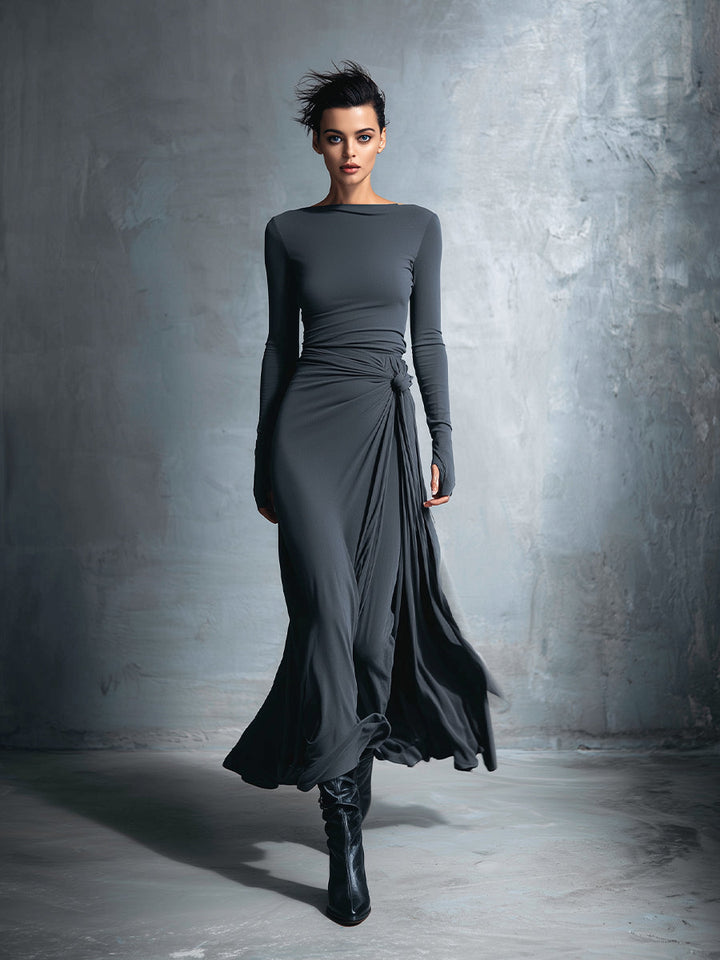 Gray Wrap Dress