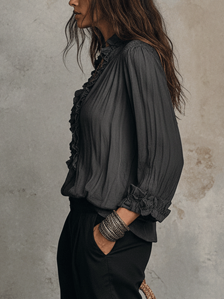 Ruffle V-Neck Blouse