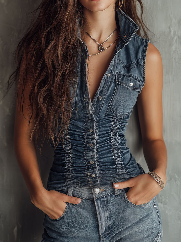 Blue Ruched Shirt