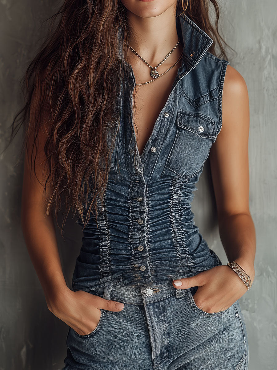 Blue Ruched Shirt