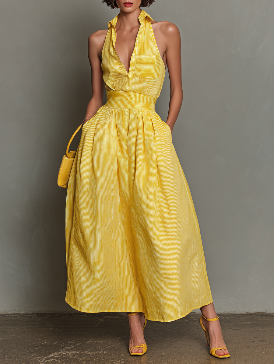 Lapel Maxi Dress