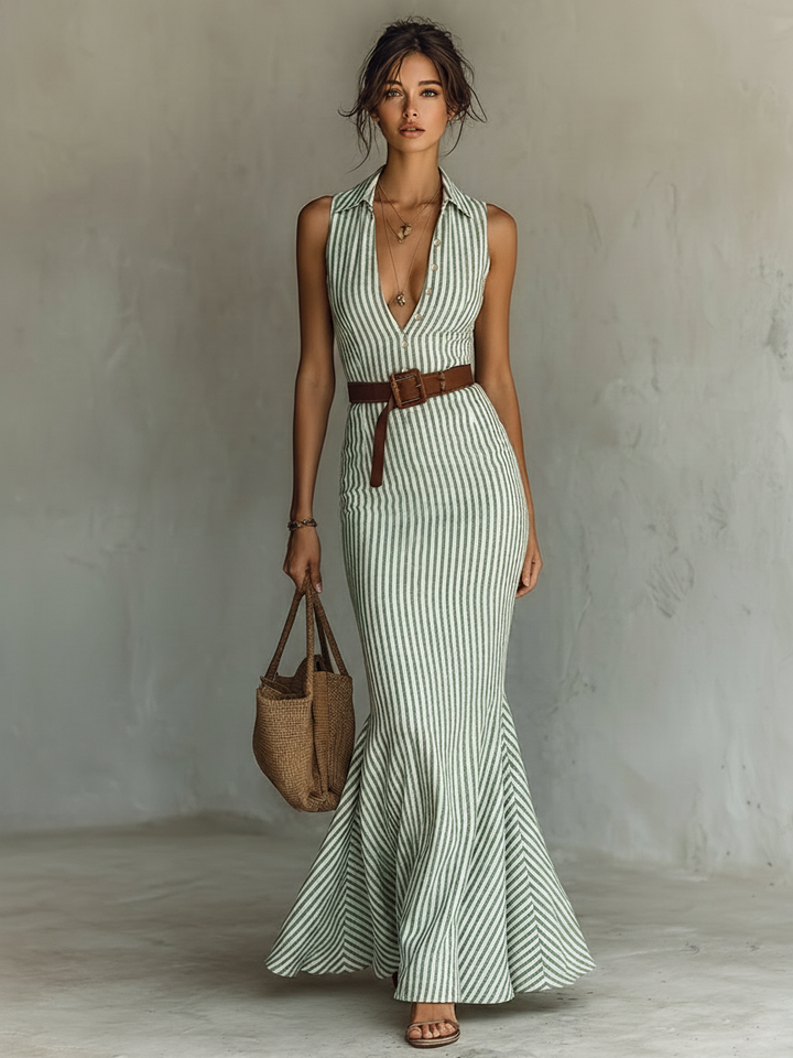 Linen-Blend Maxi Dress