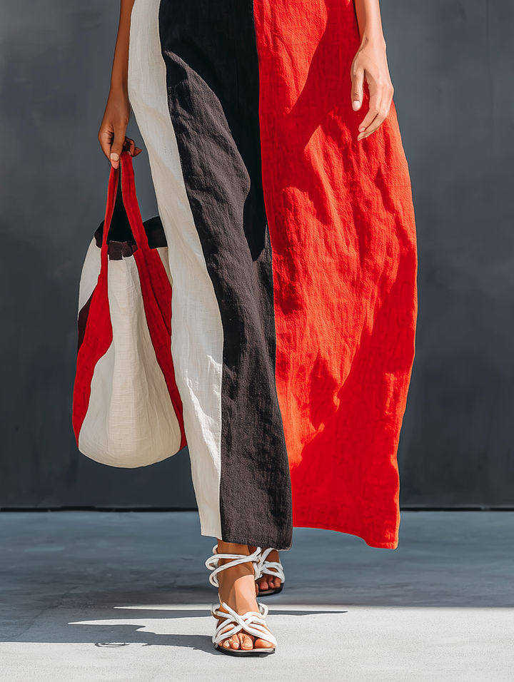 Linen-Blend Maxi Dress