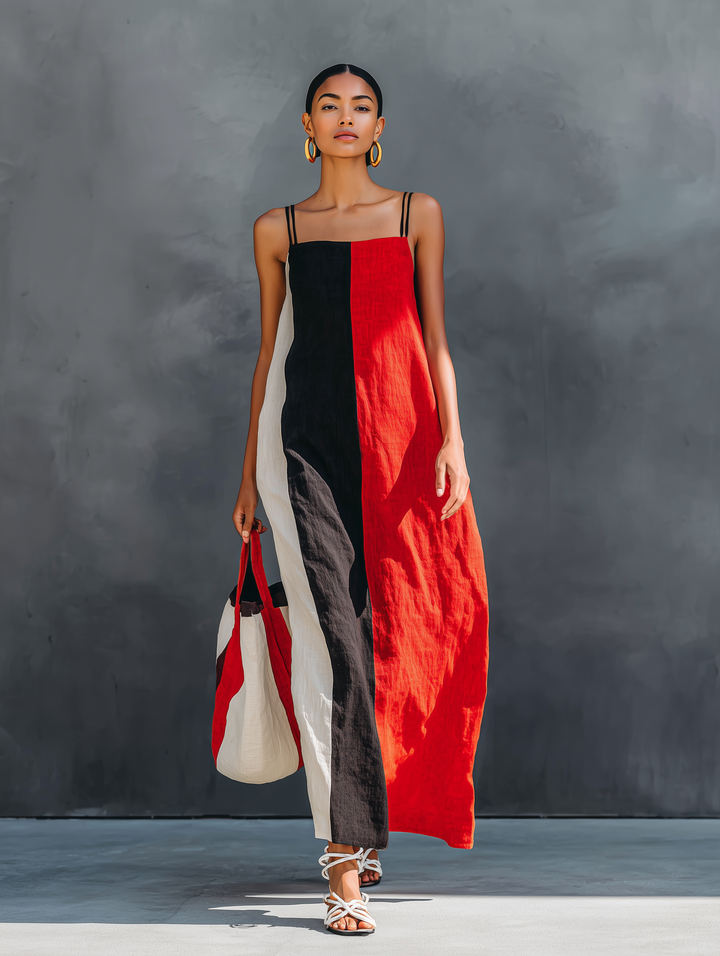 Linen-Blend Maxi Dress