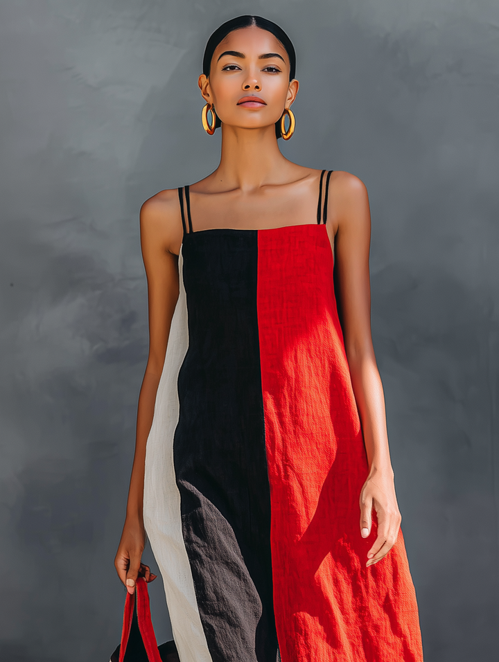 Linen-Blend Maxi Dress