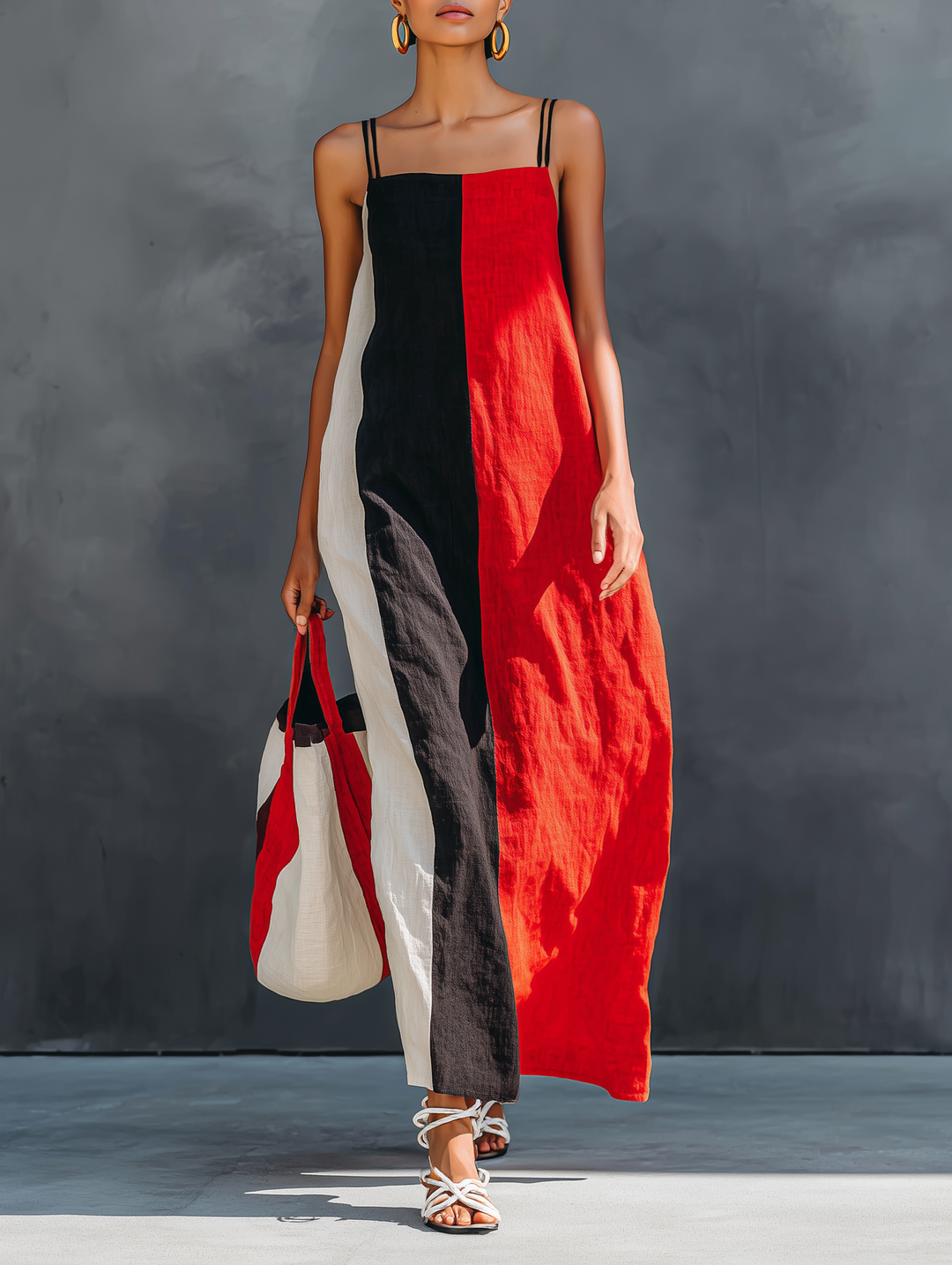 Linen-Blend Maxi Dress