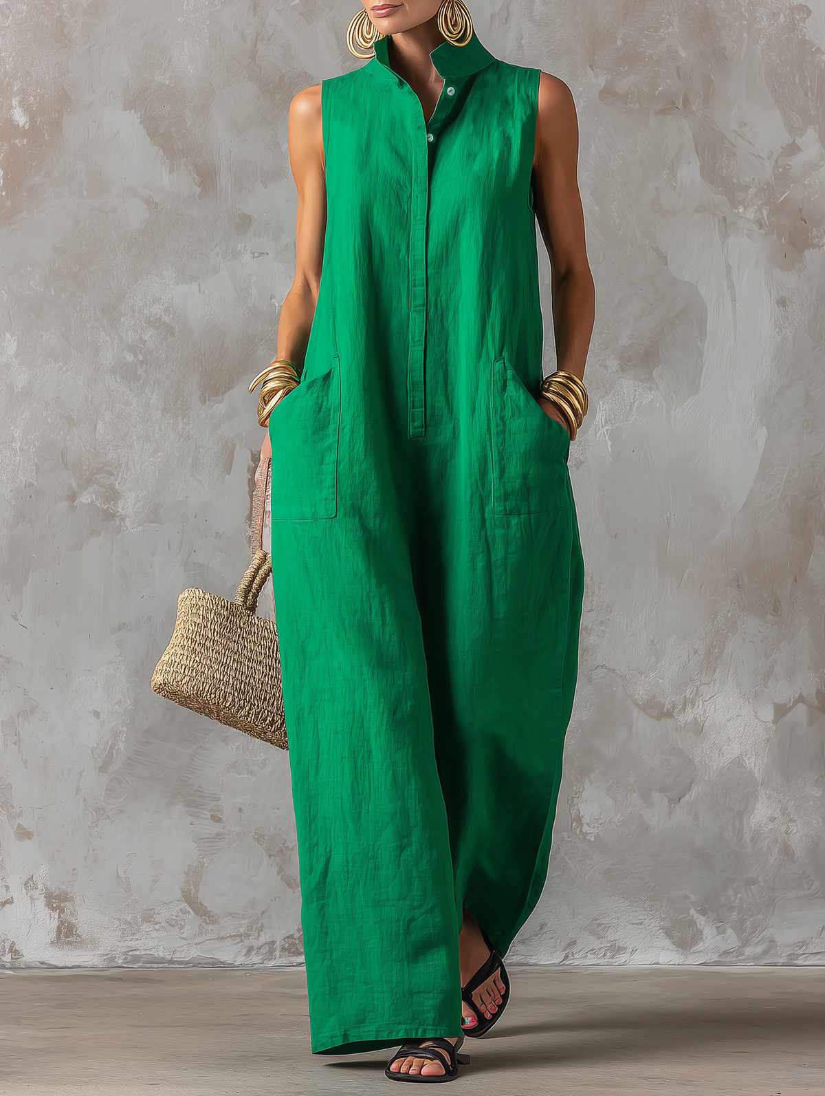 Linen-Blend Jumpsuit