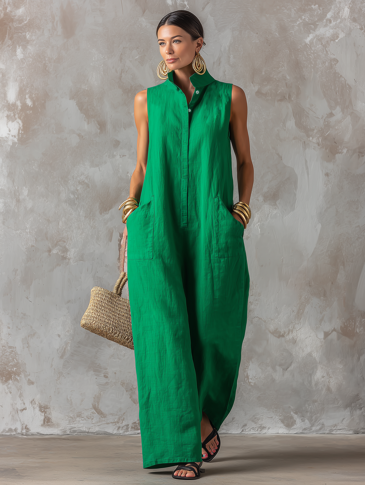 Linen-Blend Jumpsuit