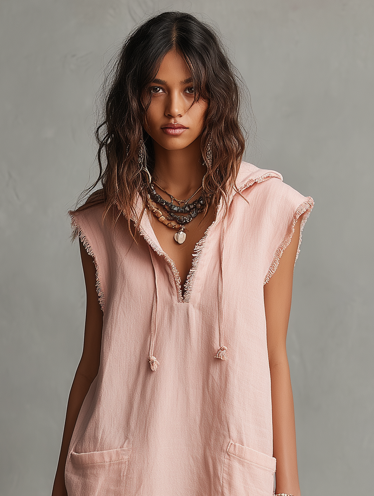 Linen-Blend Mini Dress