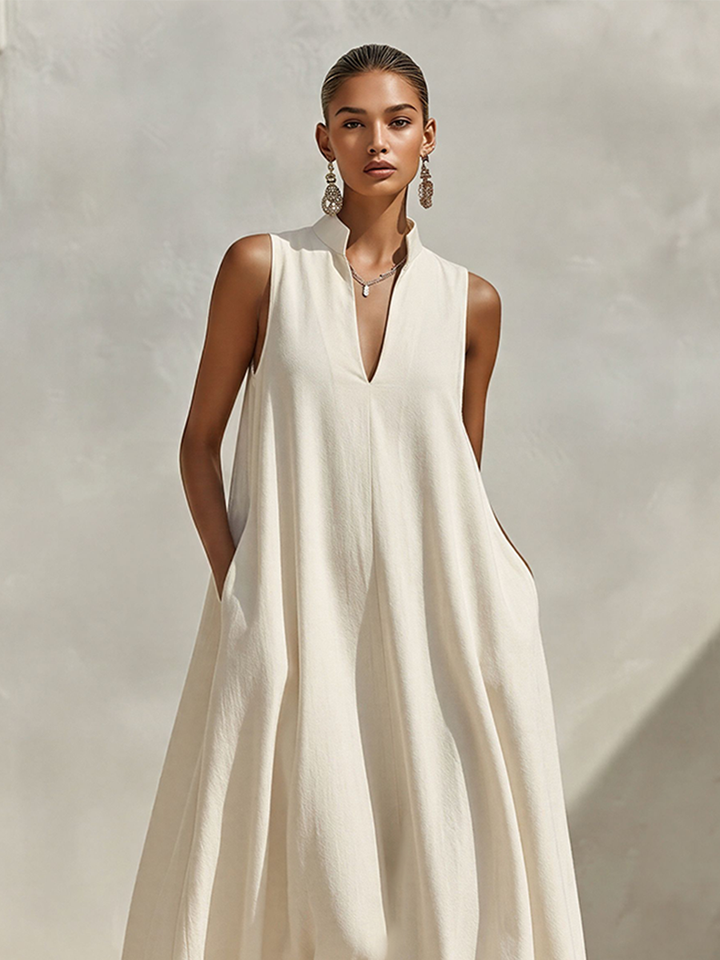 Linen-Blend Maxi Dress