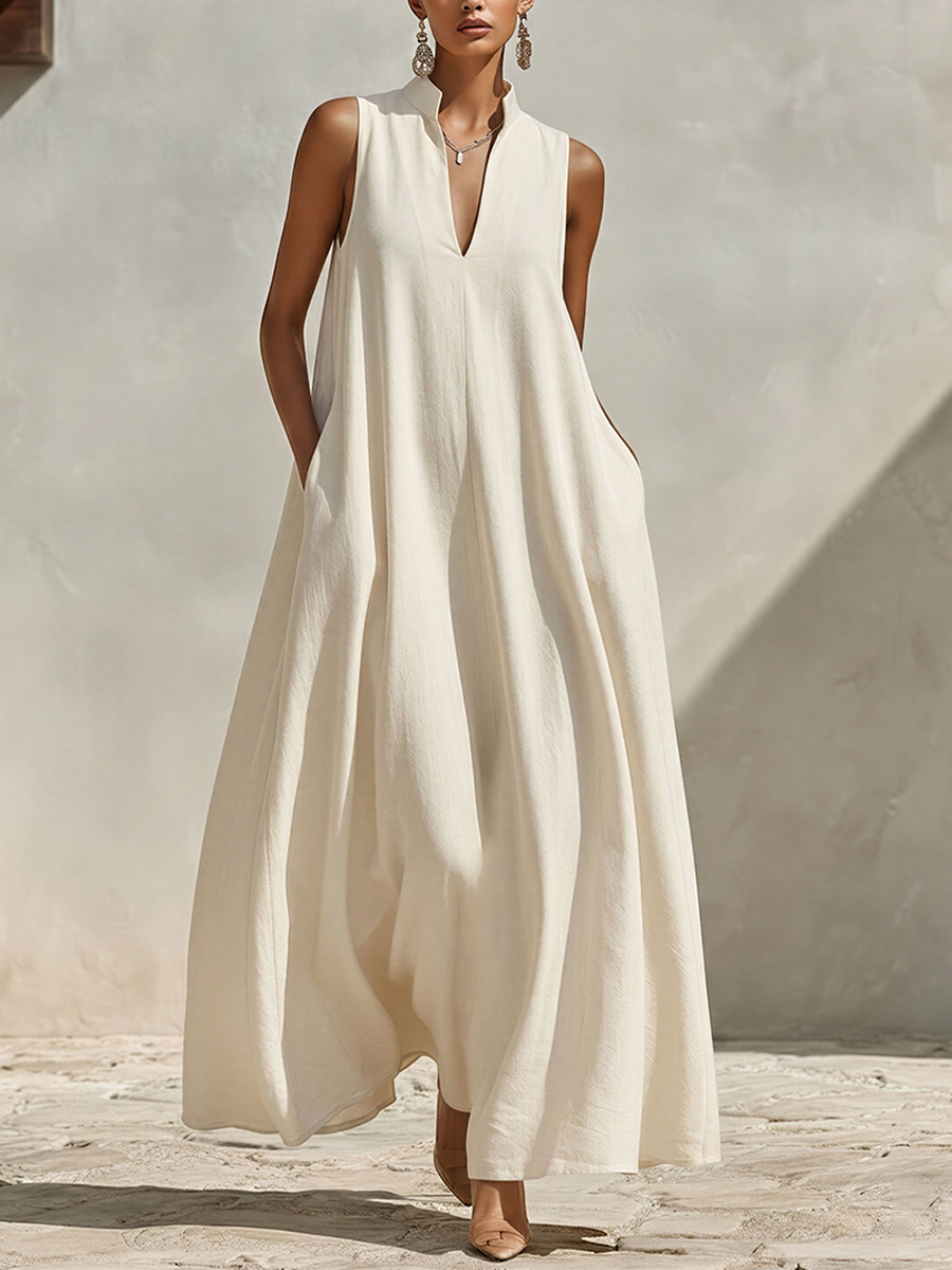Linen-Blend Maxi Dress