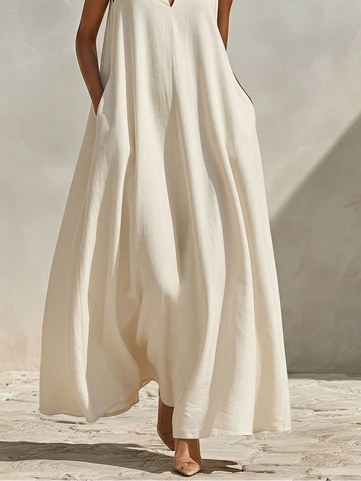 Linen-Blend Maxi Dress