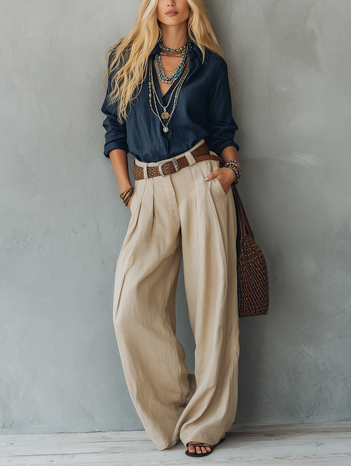 Navy Pullover & Khaki Trousers