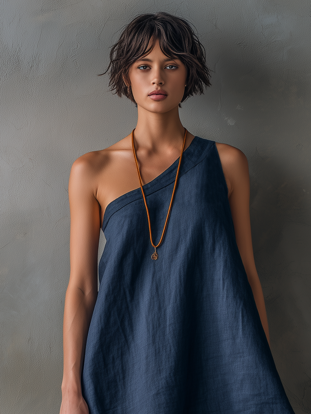 Linen-Blend Mini Dress