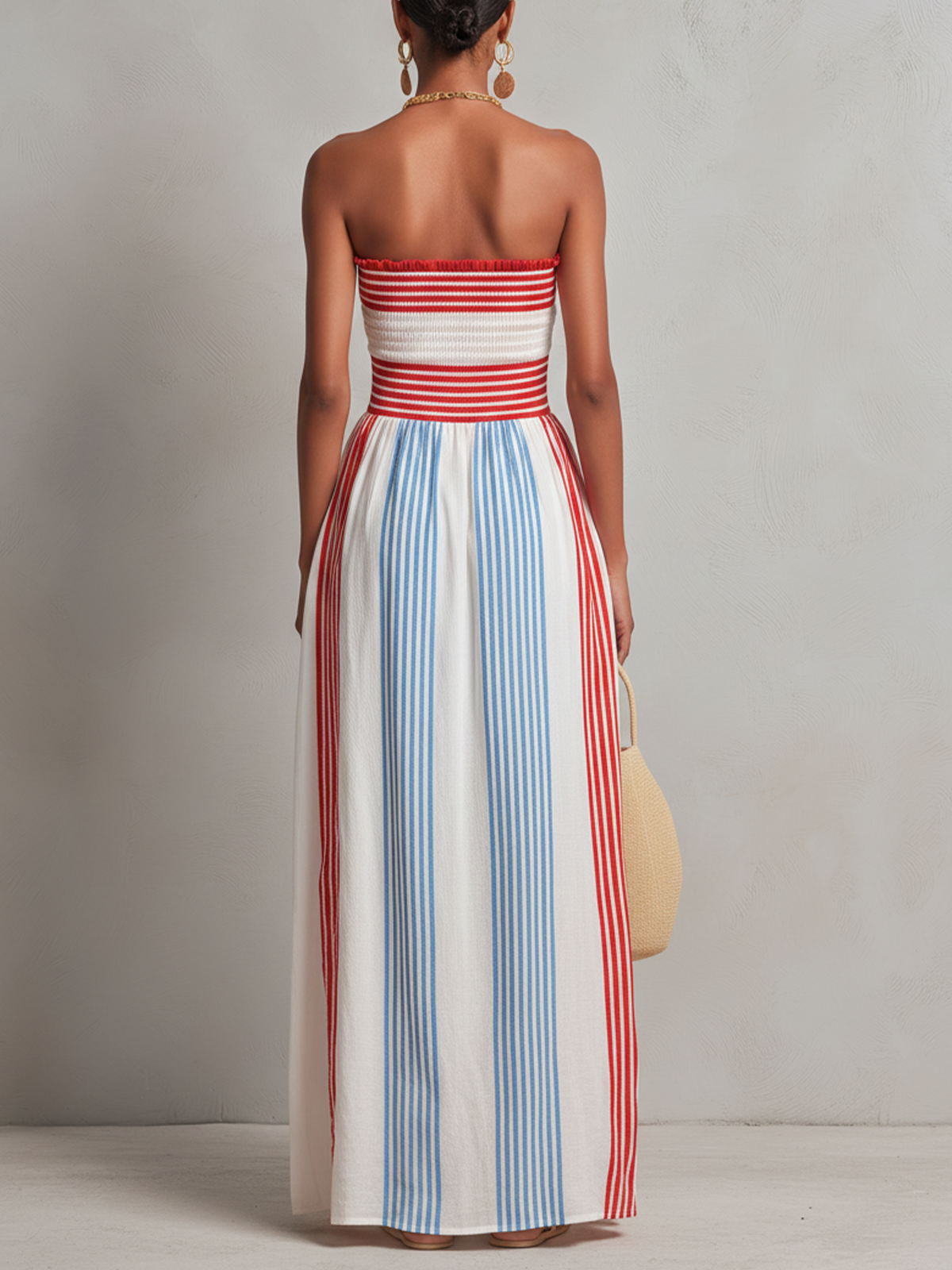 Coastal Stripe Smocked Maxi Dress