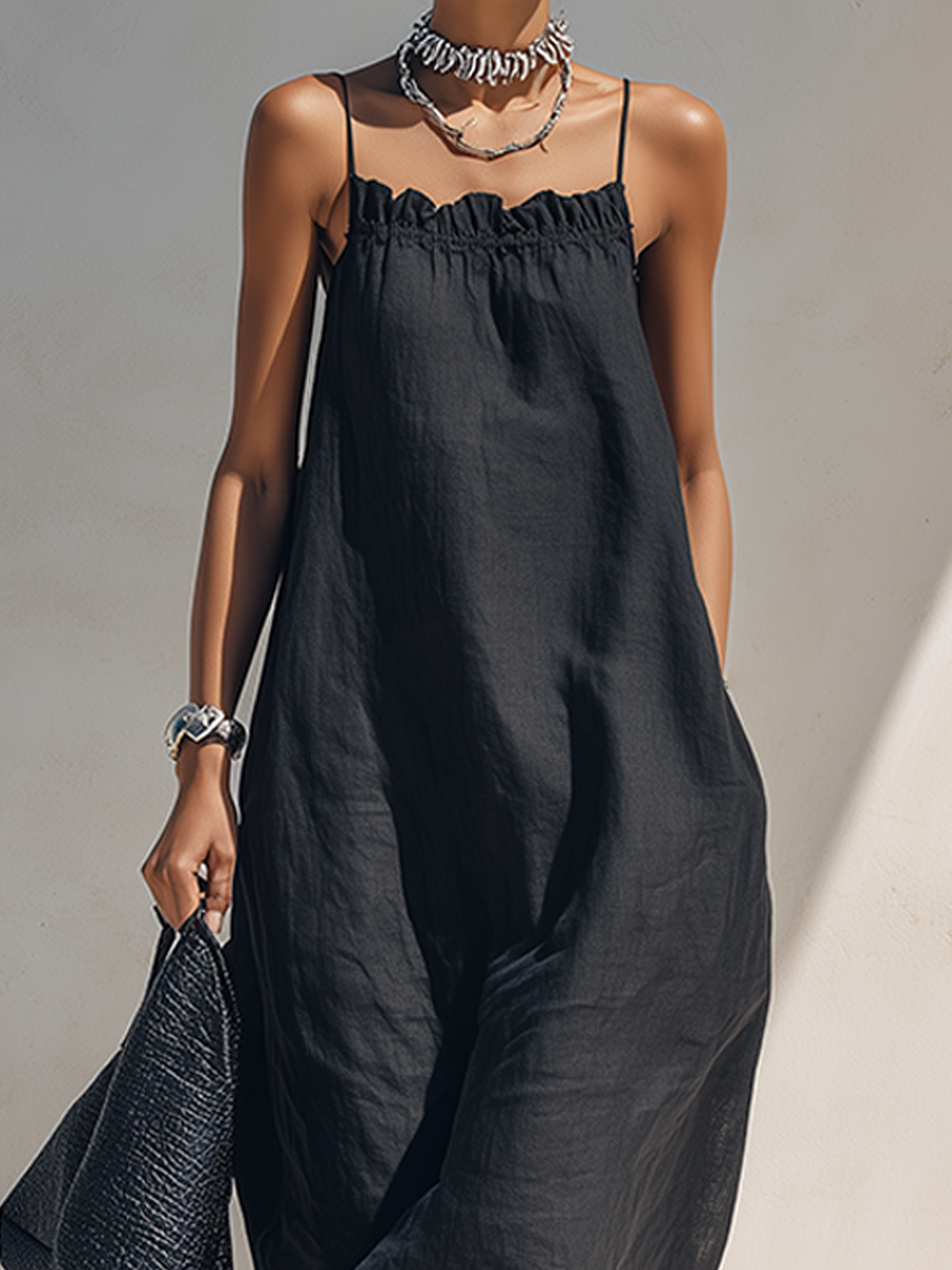 Ruffle-Neck Maxi Dress