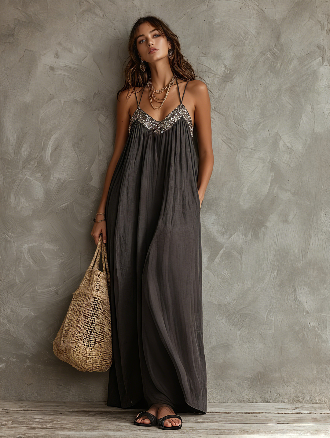 V-neck Maxi Dress