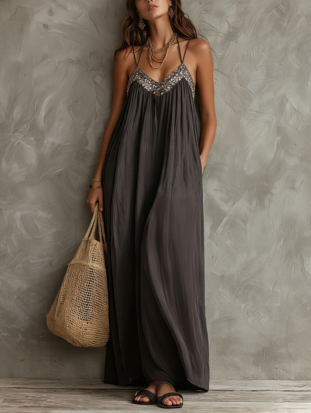 V-neck Maxi Dress