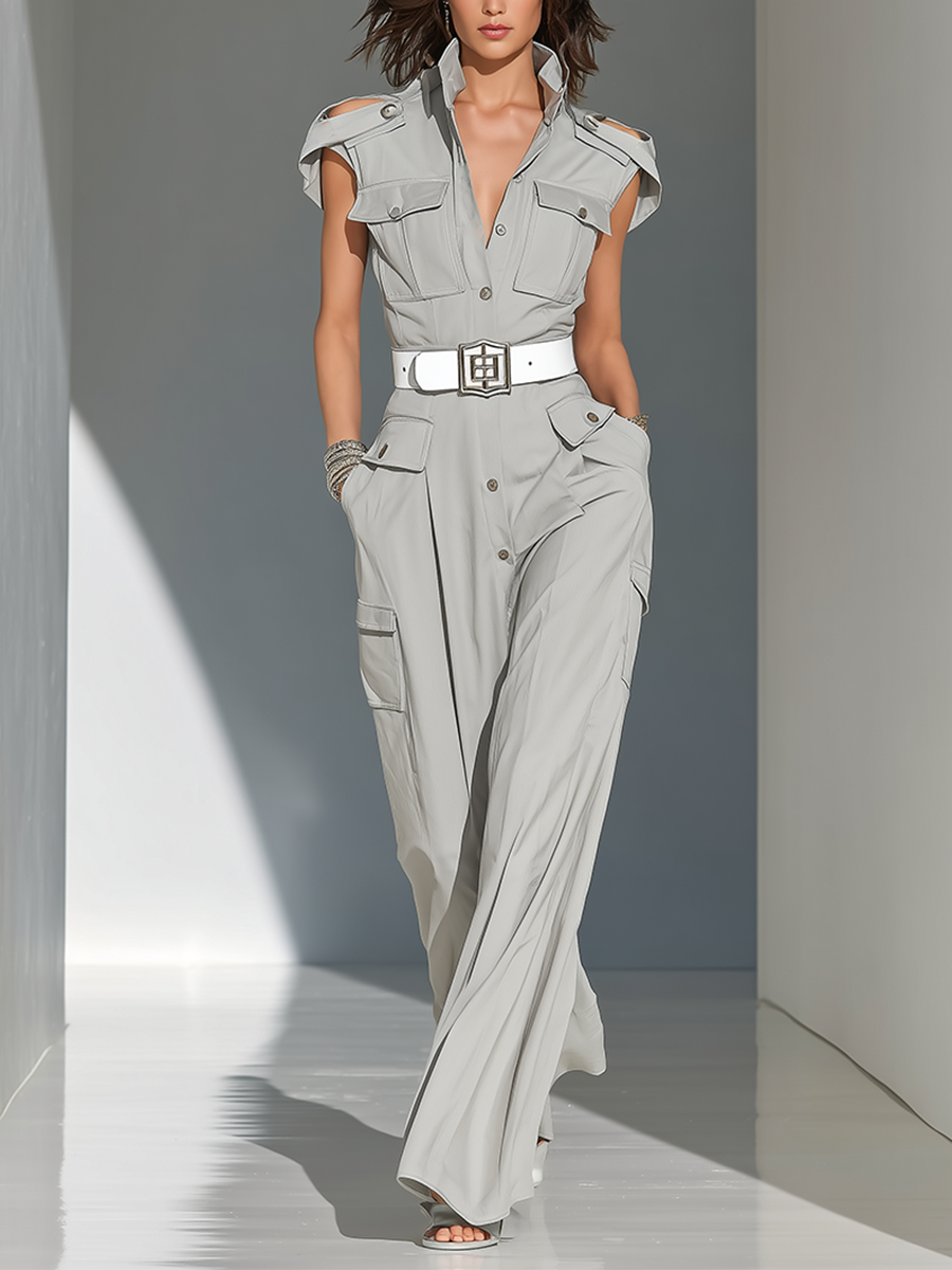 Gray Woven Jumpsuit