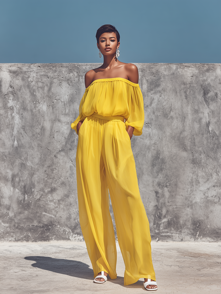 Chiffon Off Shoulder Set