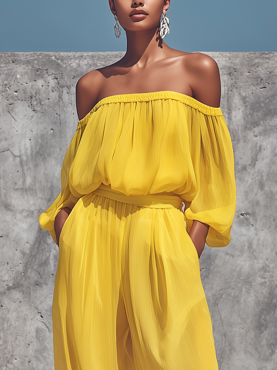 Chiffon Off Shoulder Set