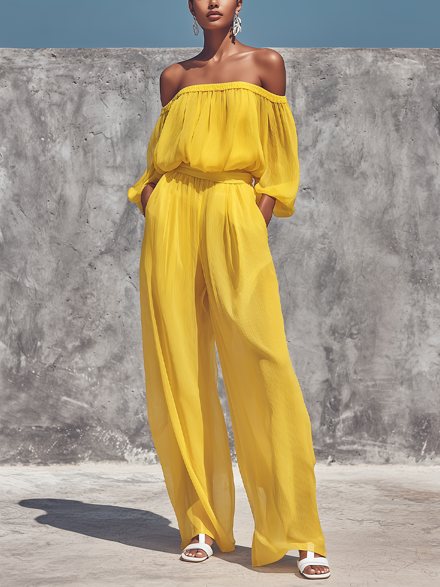 Chiffon Off Shoulder Set