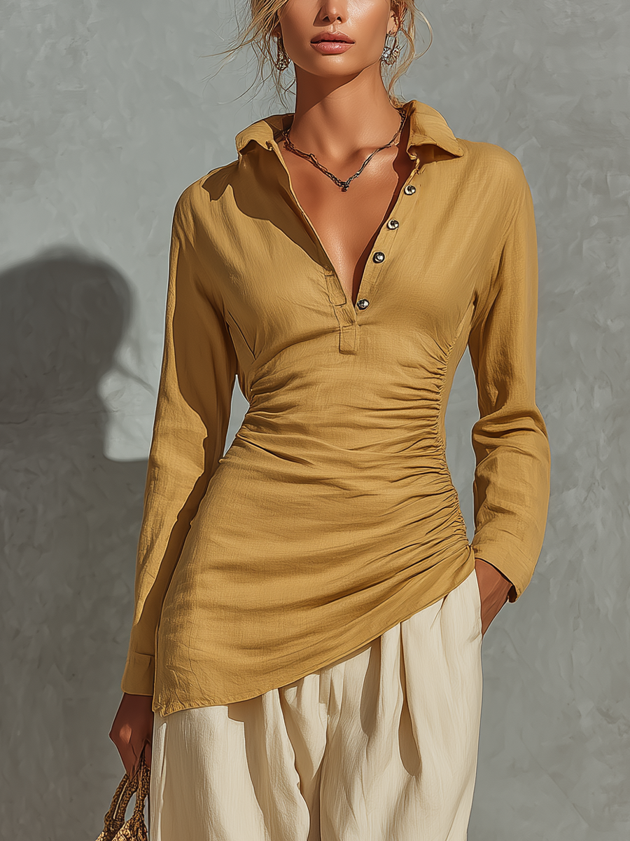 Linen Top & Wide Leg Pants Set